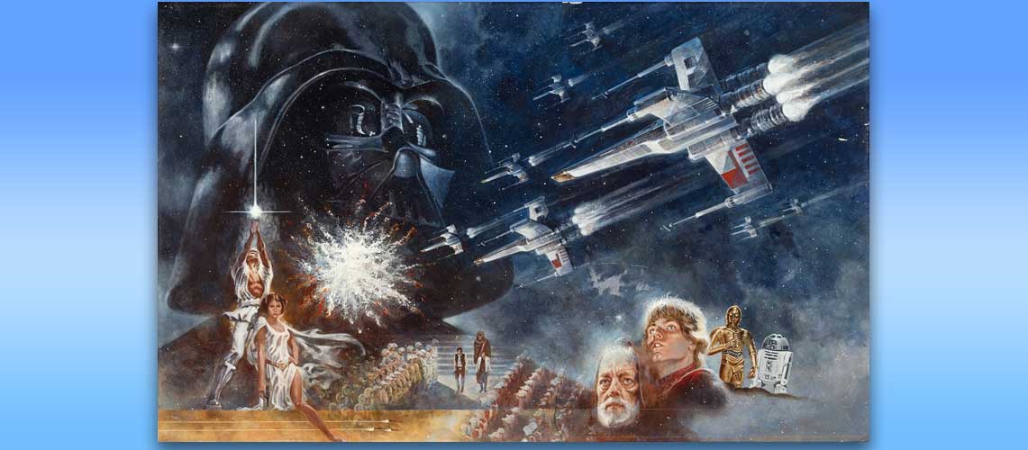 Star Wars: A New Hope original 1977 half-sheet painting by Tom Jung